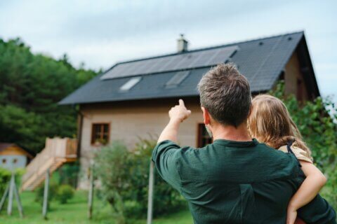 Dad & Daughter With House-min