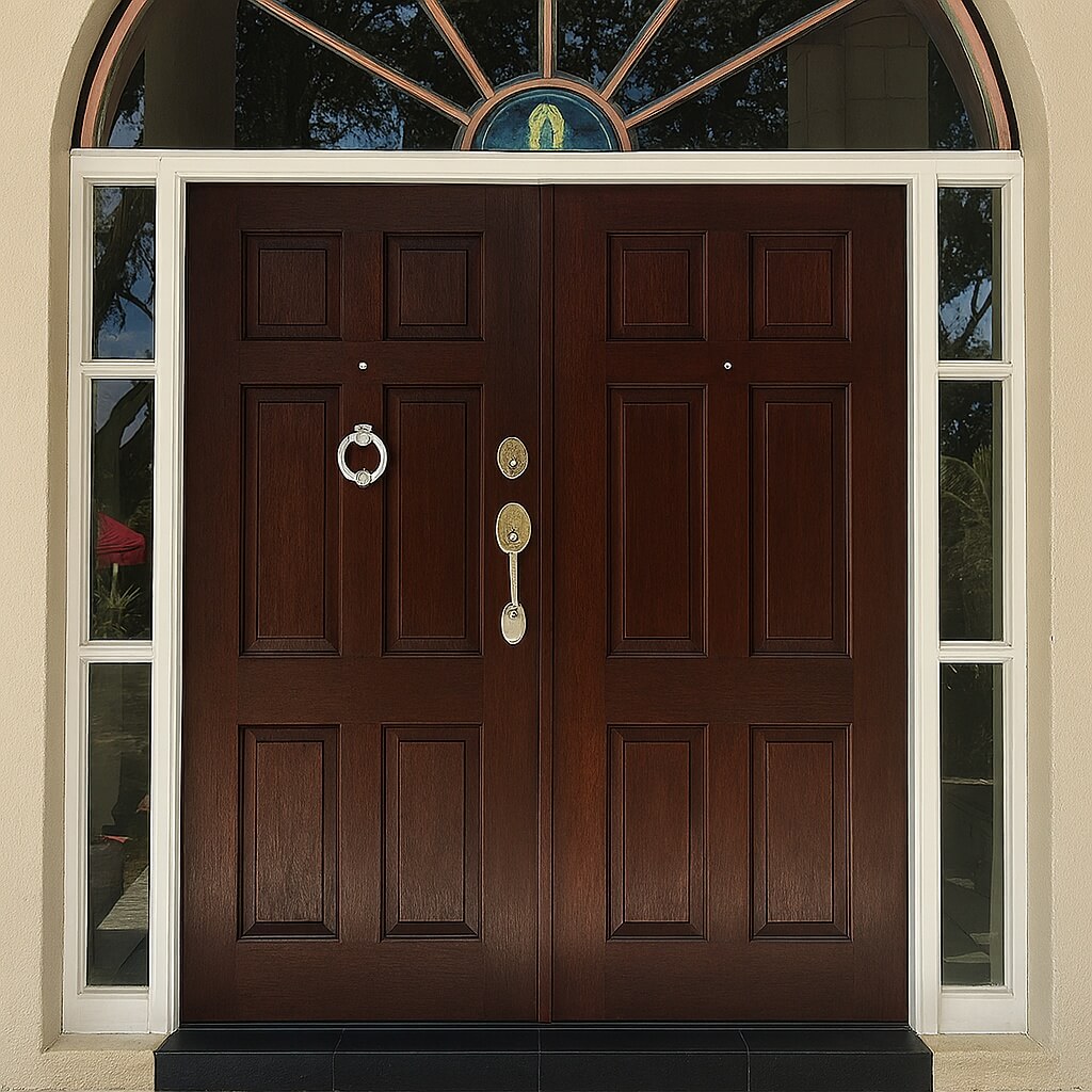 Double Entry Door Installed Stained Sealed